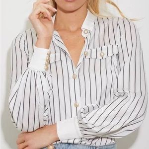 NWT Generation Love Lennox Pinstripe Blouse XL
